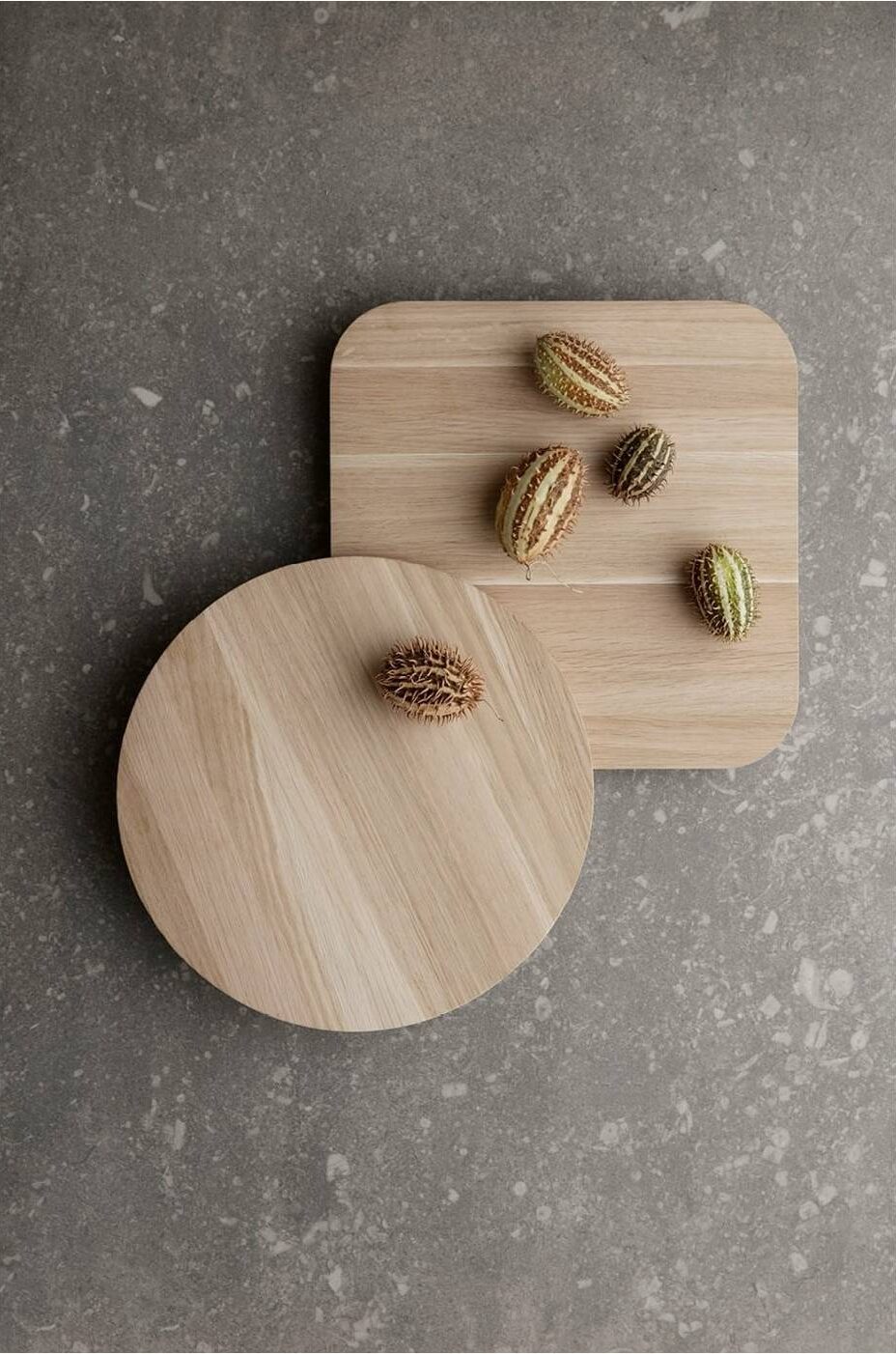 set of two oak elevated trays