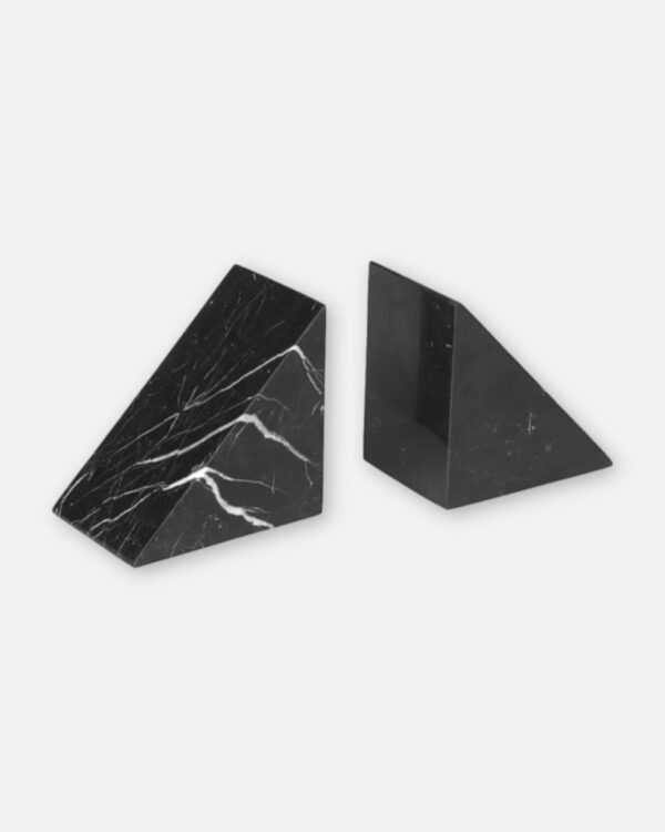 set of two black marble bookends