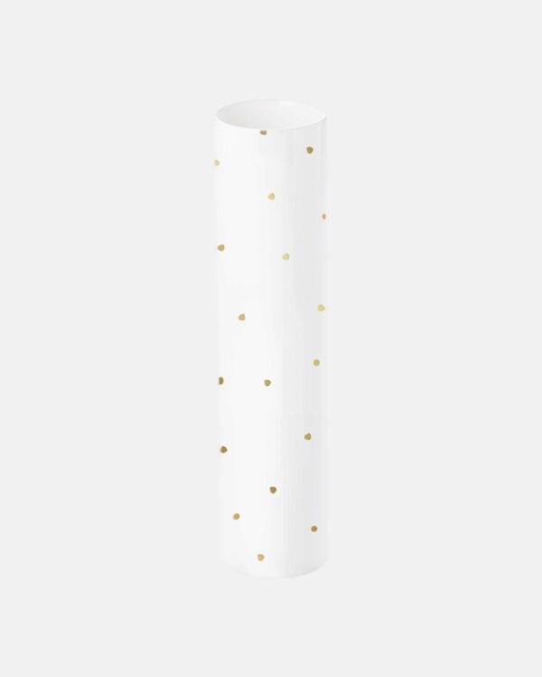 Elevate your home decor with our stunning golden dots vase, a perfect blend of elegance and simplicity. Crafted with a sleek cylinder design, this vase is adorned with exquisite gold dots created from real gold print, adding a touch of luxury to any space.