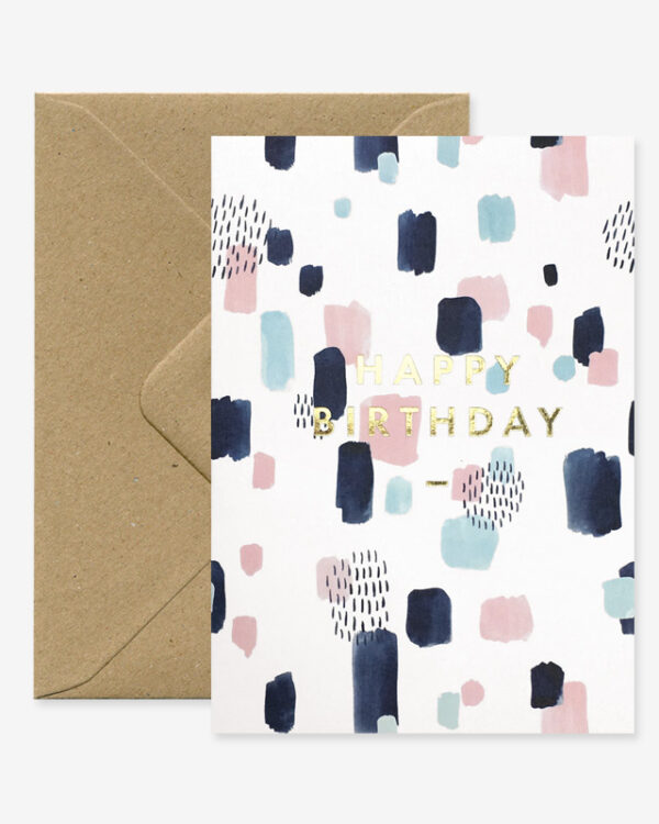 happy birthday card, A6 Card (105mm x 148mm) Natural white paper 300 gr blank interior This nice card is sold with a recycled brown A6 envelope. Printed in France.