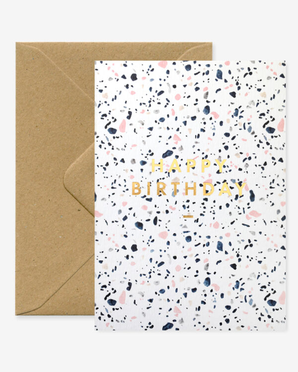 happy birthday card, A6 Card (105mm x 148mm) Natural white paper 300 gr blank interior This nice card is sold with a recycled brown A6 envelope. Printed in France.