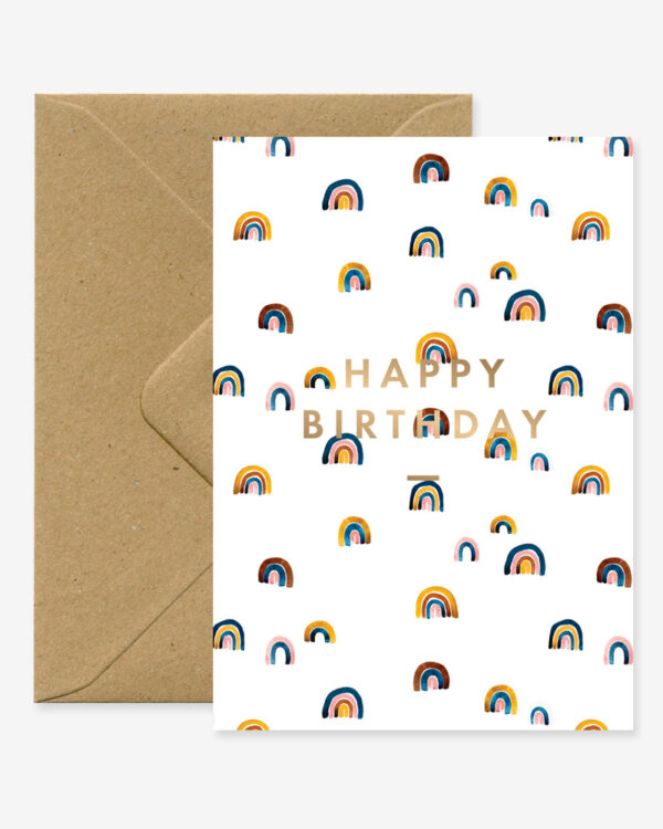 happy birthday card, A6 Card (105mm x 148mm) Natural white paper 300 gr blank interior This nice card is sold with a recycled brown A6 envelope. Printed in France.