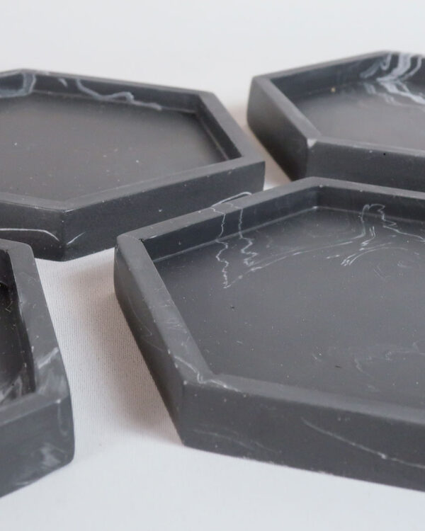 Hexagon Coaster | Black Marble