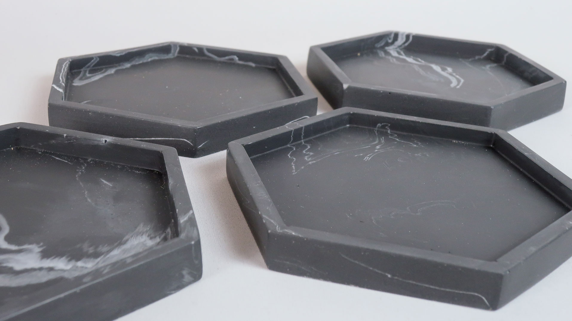 Hexagon Coaster | Black Marble