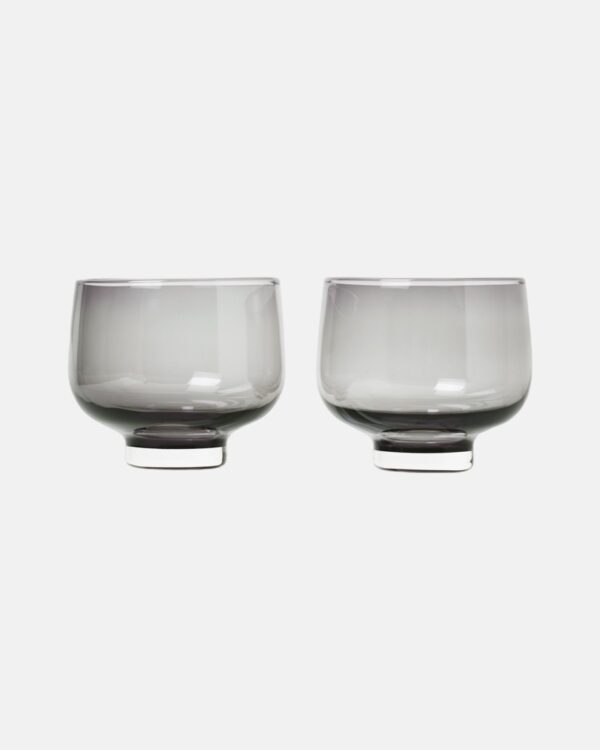 a set of 2 drinking glasses in a smokey colour