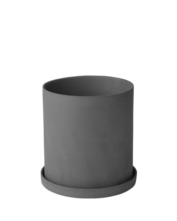a dark grey porcelain herb pot