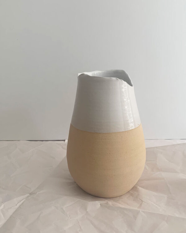 handmade vase half white half natural colour