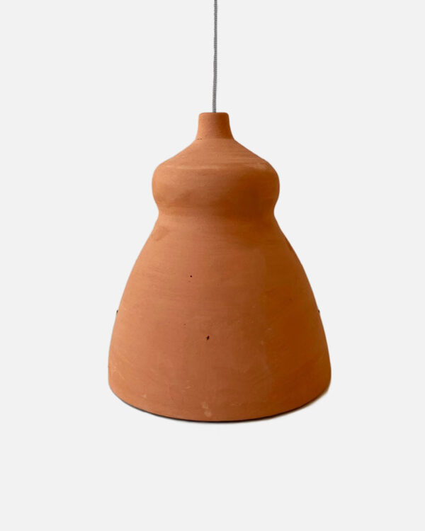 red clay shaped lampshade, terracotta.