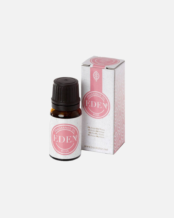 Rose fragrance oil in a glass bottle with dropper. for creating a soothing and calming atmosphere.