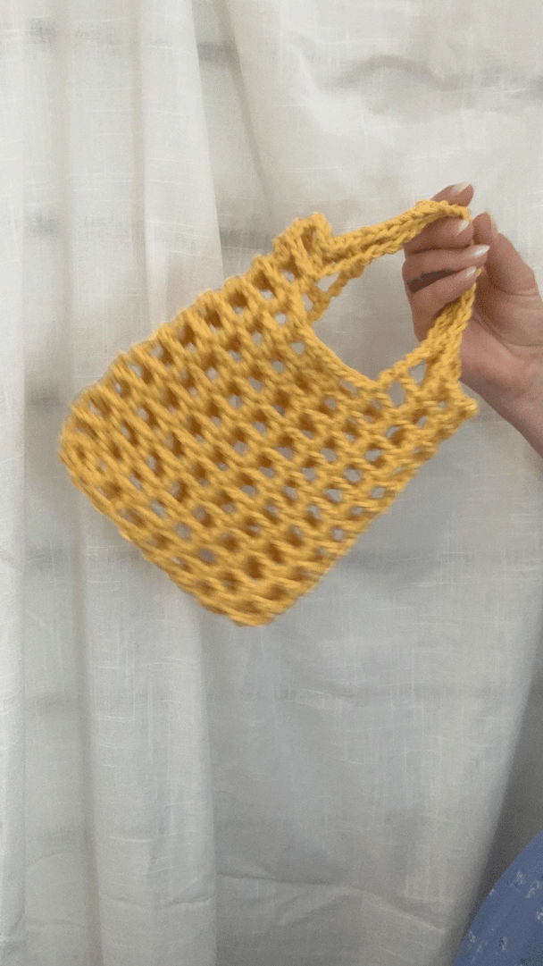 yellow crochet bag
