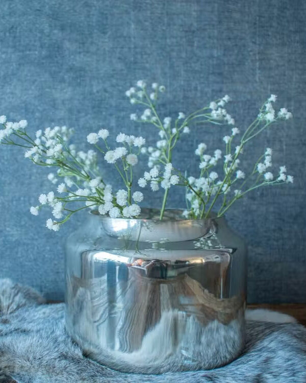 silver mirror vase