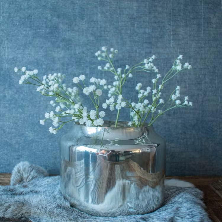 silver mirror vase