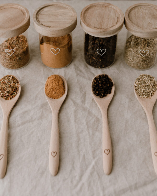 glass storage jars with embossing heart
