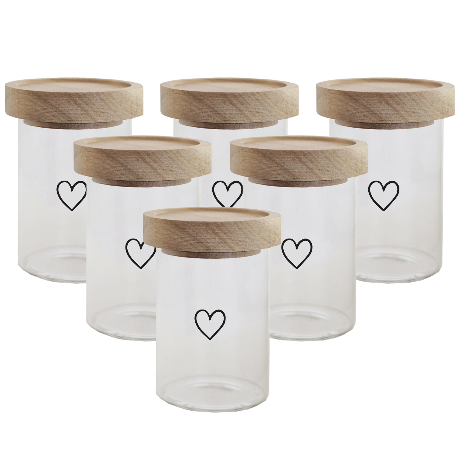 glass storage jars with embossing heart