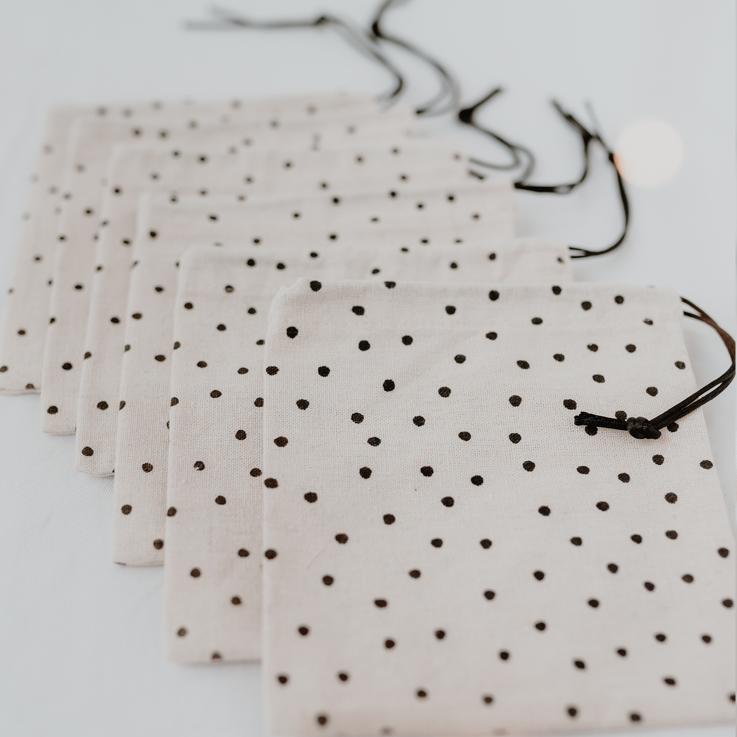 cotton gift bag with a print of dots