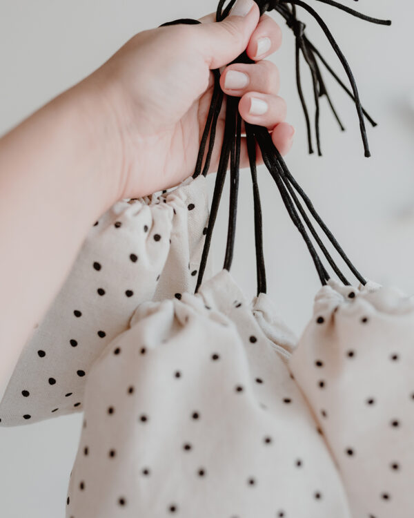 cotton gift bag with a print of dots