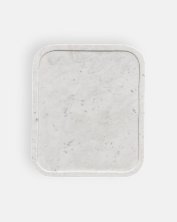 white marble tray with a slim edge