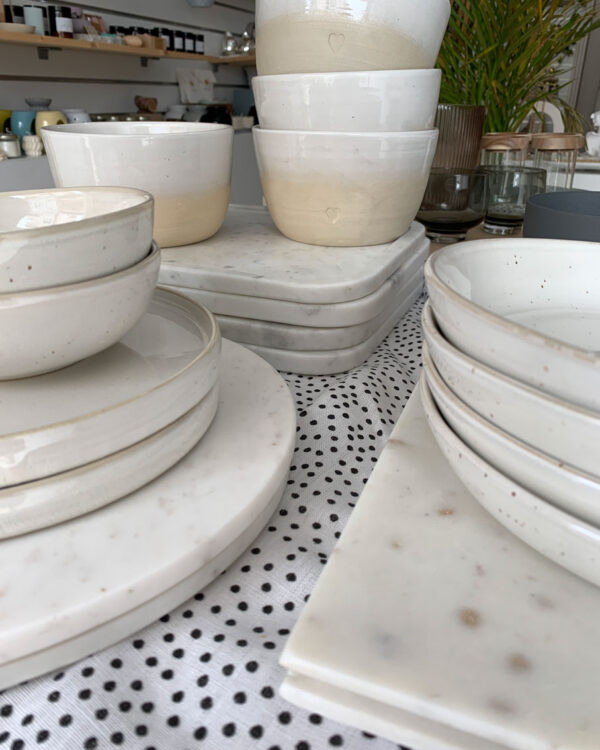white marble tray with a slim edge