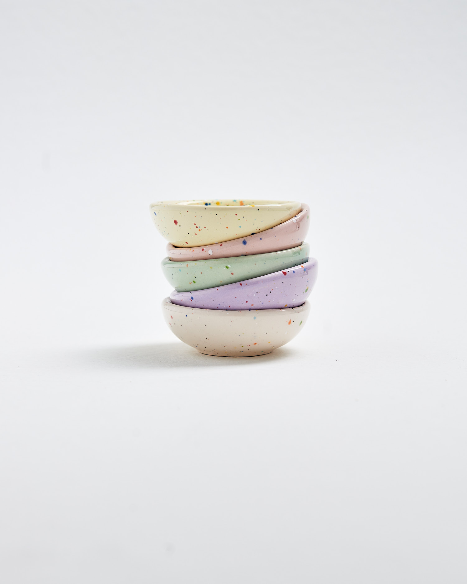 ceramic mini sauce bowl with colourful spots, handmade and food-safe