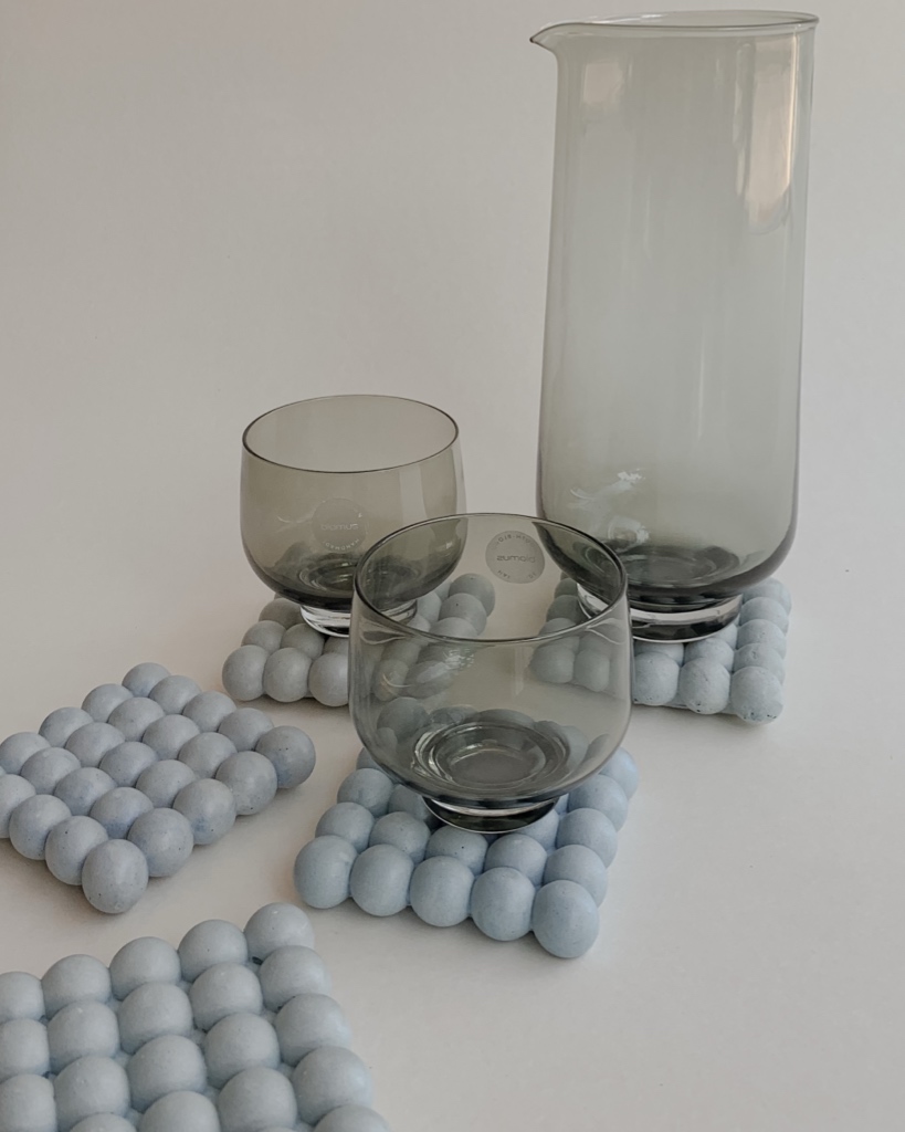 handmade concrete bubble coasters