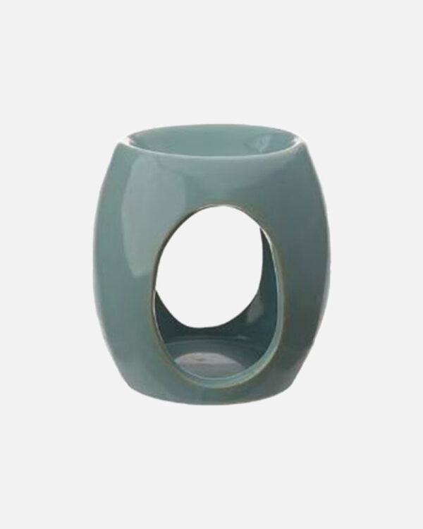 Ceramic Oil Burner with Oval Cut-out in light turquoise colour) Crafted with care to create a soothing and inviting atmosphere.