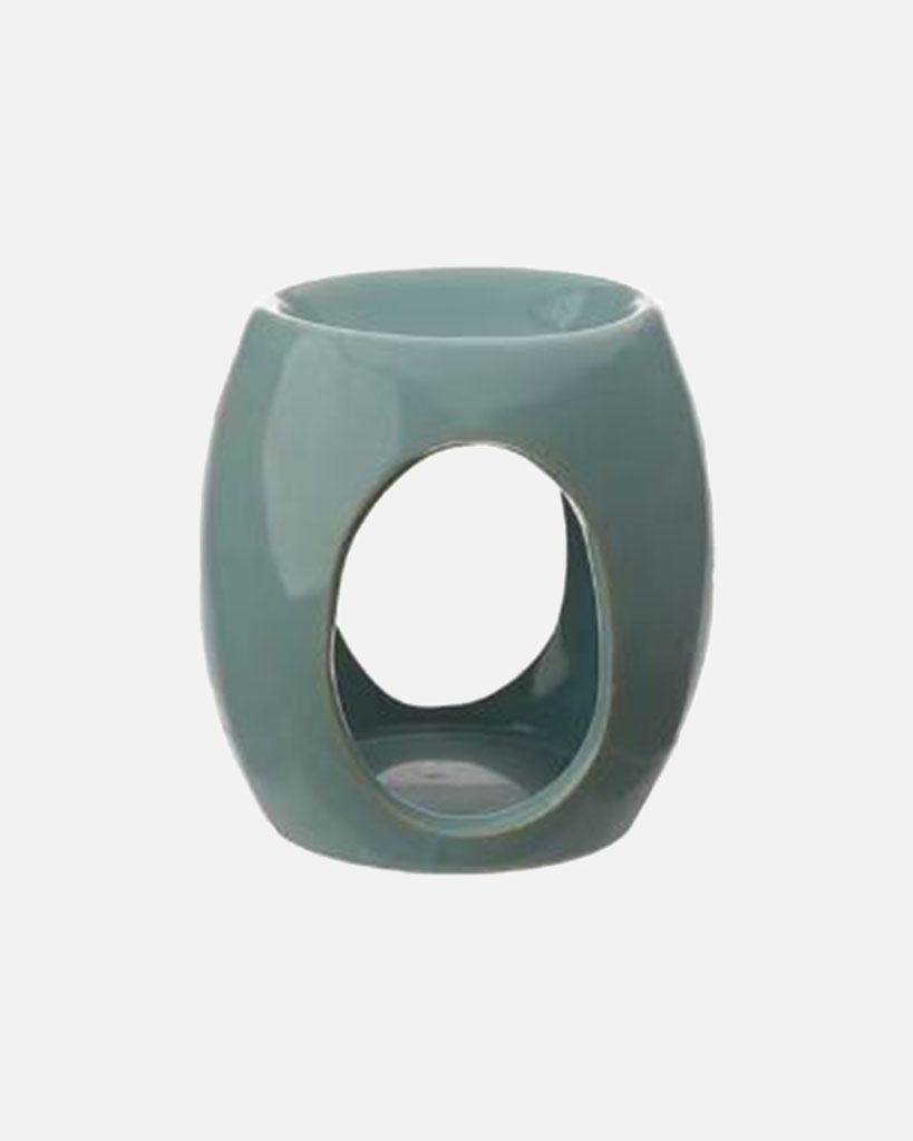 Ceramic Oil Burner with Oval Cut-out in light turquoise colour) Crafted with care to create a soothing and inviting atmosphere.
