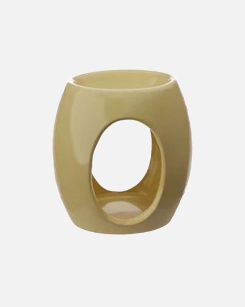 Ceramic Oil Burner with Oval Cut-out in light yellow colour) Crafted with care to create a soothing and inviting atmosphere.