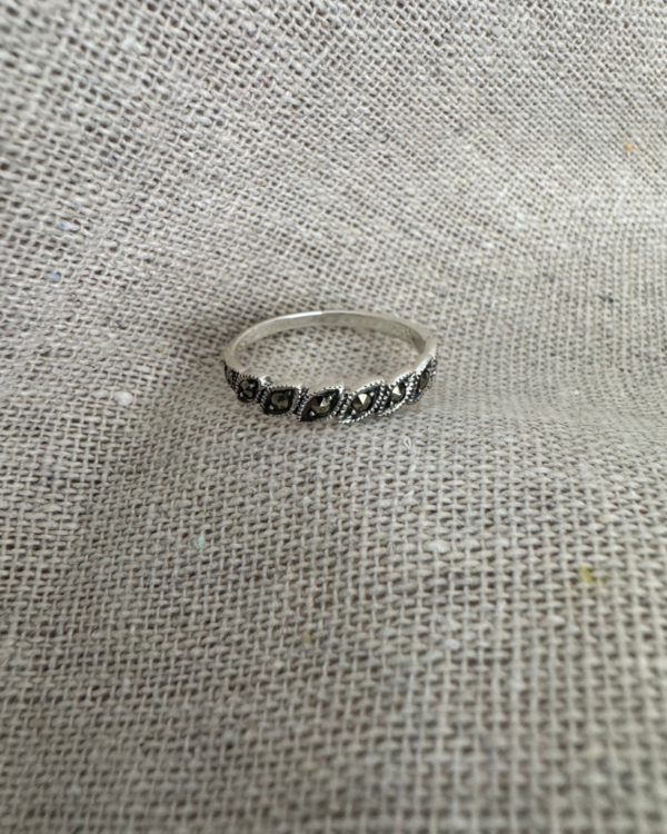 Stunning Marcasite Sterling Silver ring with intricate design and sparkling stones. Versatile and elegant accessory for any outfit. Perfect gift.