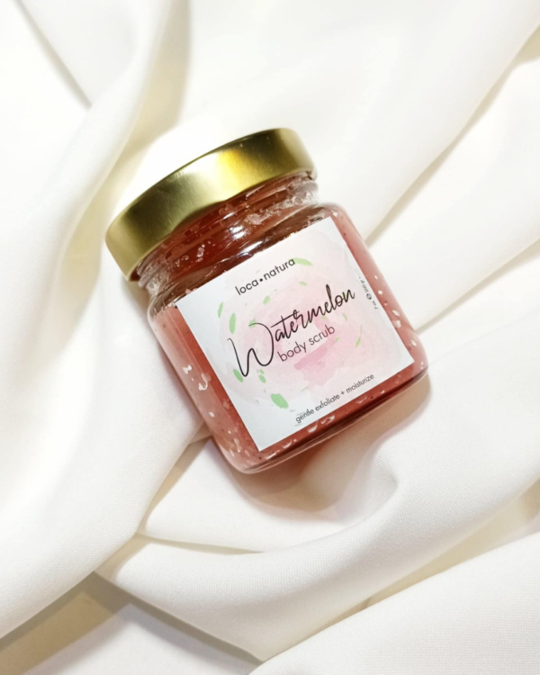 watermelon scrub in a 200 gr clear jar