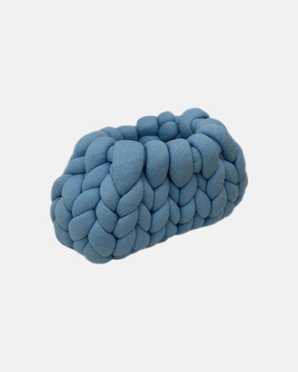chunky crochet clutch bag in blue colour. hand crochet. handmade