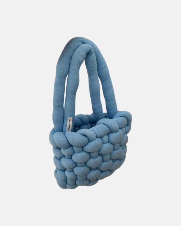 chunky crochet bag in blue colour. hand crochet. handmade