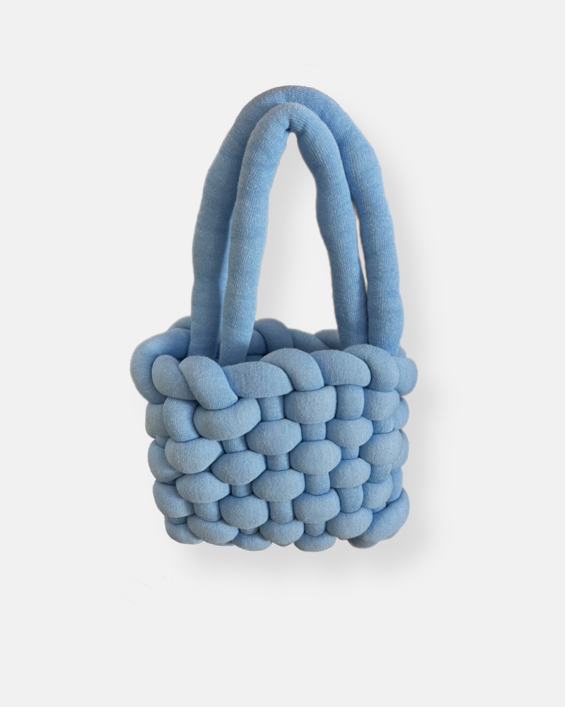 chunky crochet bag in blue colour. hand crochet. handmade