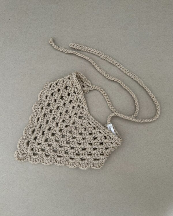 crochet bandana in pink and yellow colour. hand crochet. handmade. summer accessories