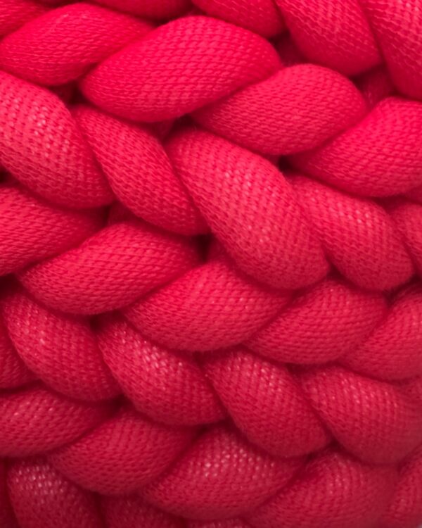 chunky yarn bag hand knit in cherry red colour