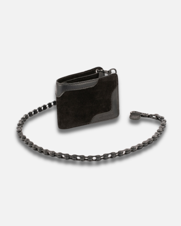 Rodeo Wallet - Leather & Suede Chain Wallet | Biker x Cowboy Style | 4 Card Slots | Removable Metal Moto-Chain (69cm) | Compact Size 9x11.5cm | Perfect for Modern Rebels | Unique Western Design | Statement Piece | Built for Adventure | Easy Card Access