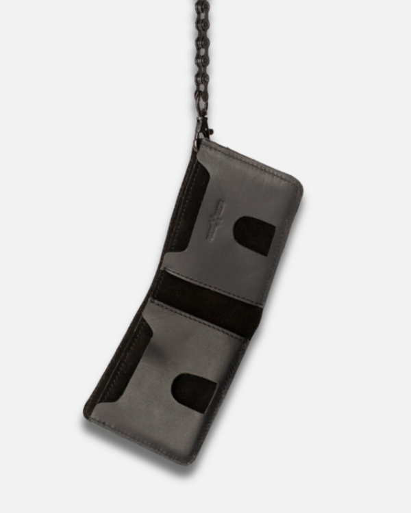 Rodeo Wallet - Leather & Suede Chain Wallet | Biker x Cowboy Style | 4 Card Slots | Removable Metal Moto-Chain (69cm) | Compact Size 9x11.5cm | Perfect for Modern Rebels | Unique Western Design | Statement Piece | Built for Adventure | Easy Card Access
