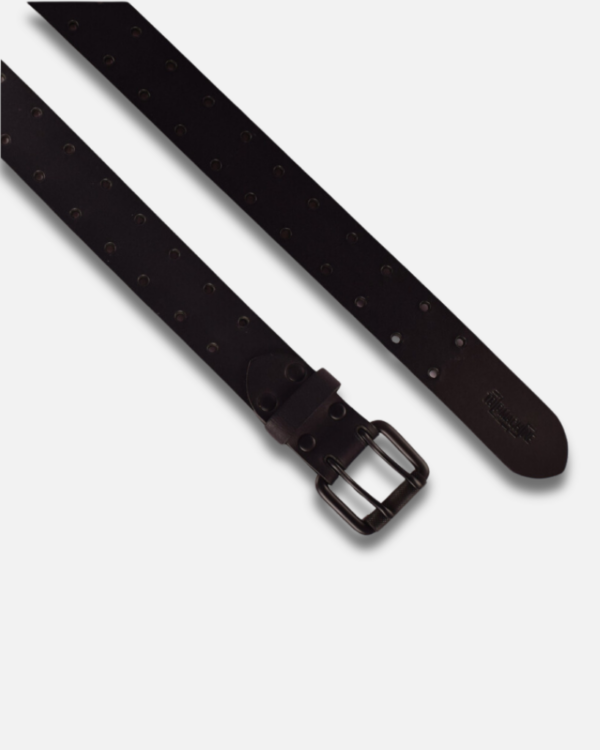 leather black double pin belt