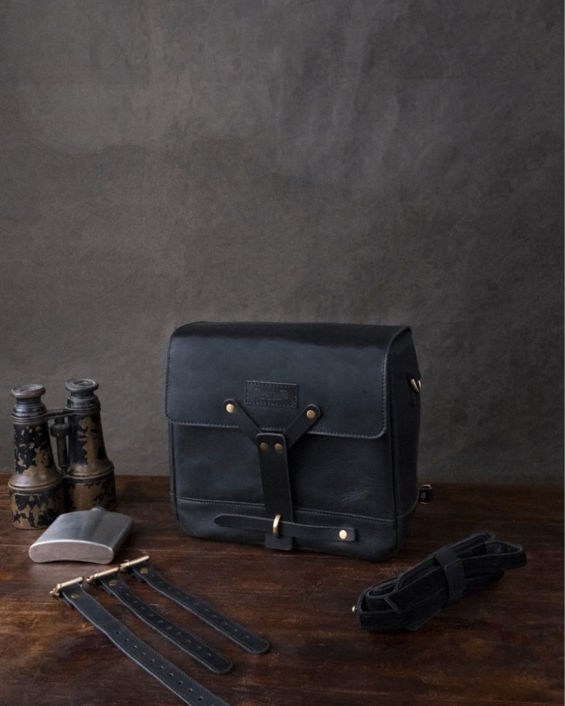 Inspired by WWII Swiss ammunition bags, this handcrafted leather messenger bag combines timeless military design with modern functionality. Durable and versatile, it features ample storage for daily essentials, including an iPad, and can even be mounted on motorcycles. Perfect for commuters, heritage style enthusiasts, and anyone who appreciates quality leather goods.