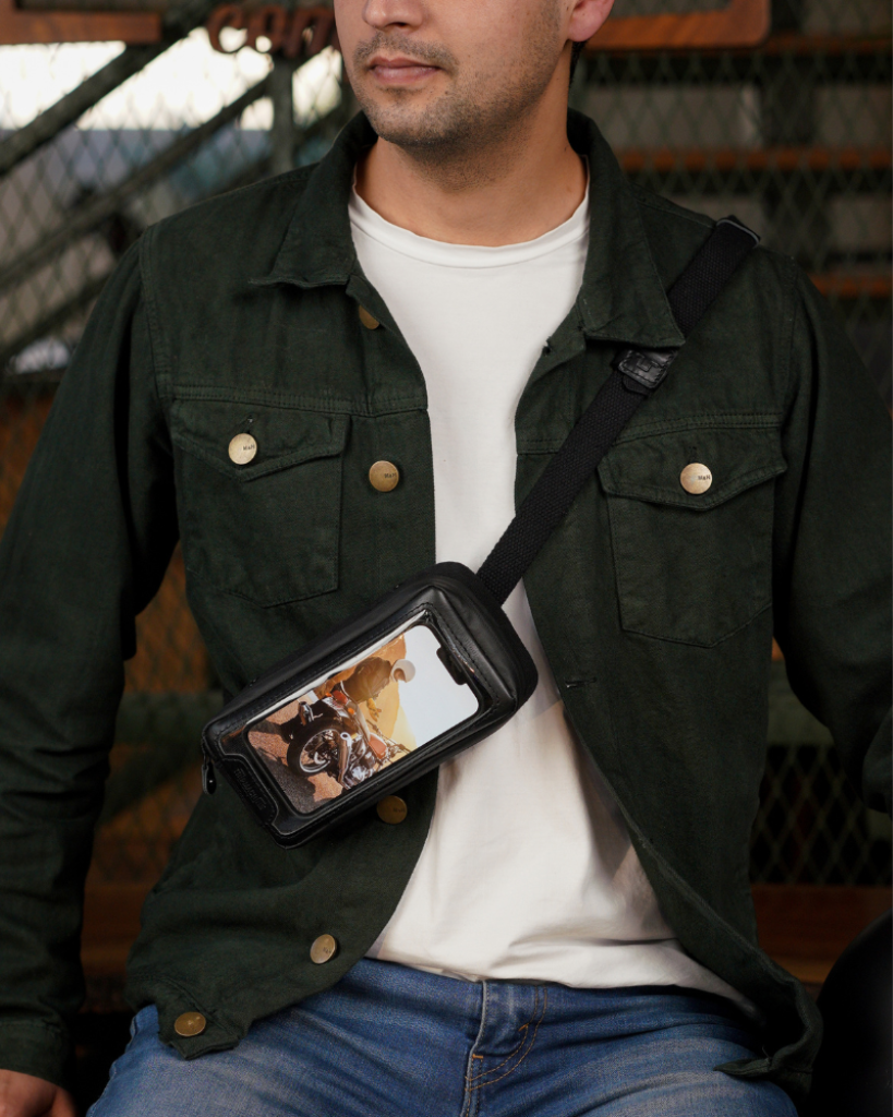 Navigator Phone Pouch | Premium Leather & Canvas | 6 Strong Magnets | Clear Touch Screen | Waterproof YKK Zipper | Multi-Wear Design | Fits iPhone 15 Pro Max | Perfect EDC Companion | Adventure-Ready | 22x12.5x7.5cm