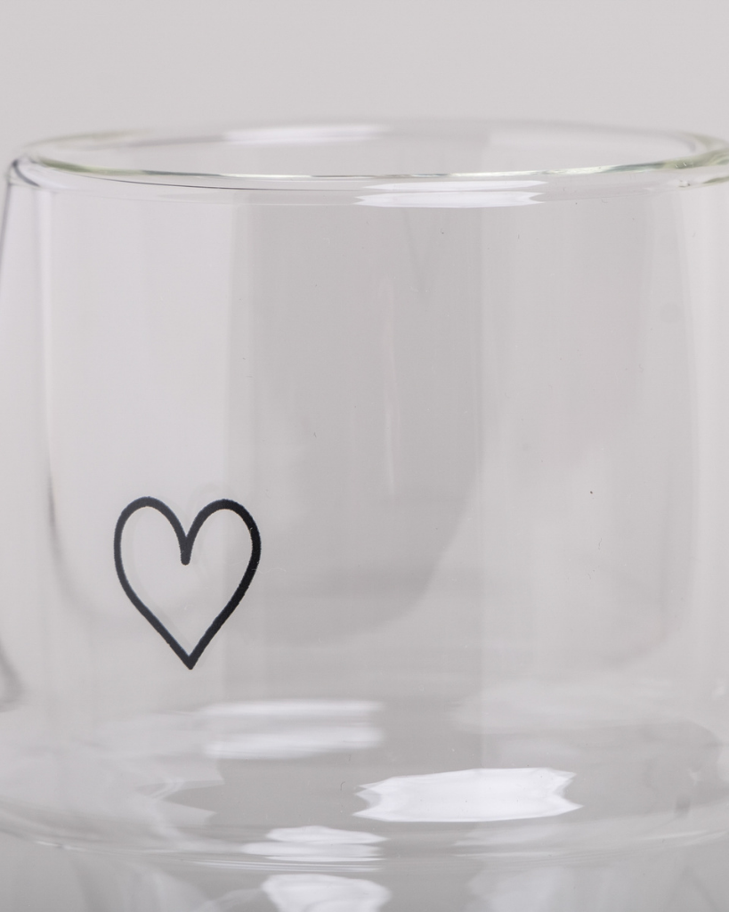 Enjoy your cappuccino in style with our Double-Walled Heart Glass. The double-wall design keeps drinks hot and hands cool, while the sweet heart detail adds a touch of charm. Dishwasher safe