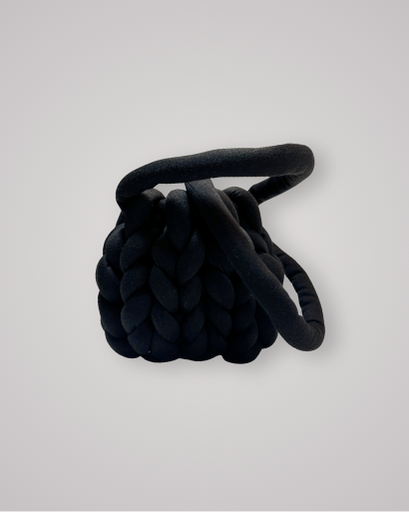 Hand-crocheted chunky yarn bag in a soft black colour