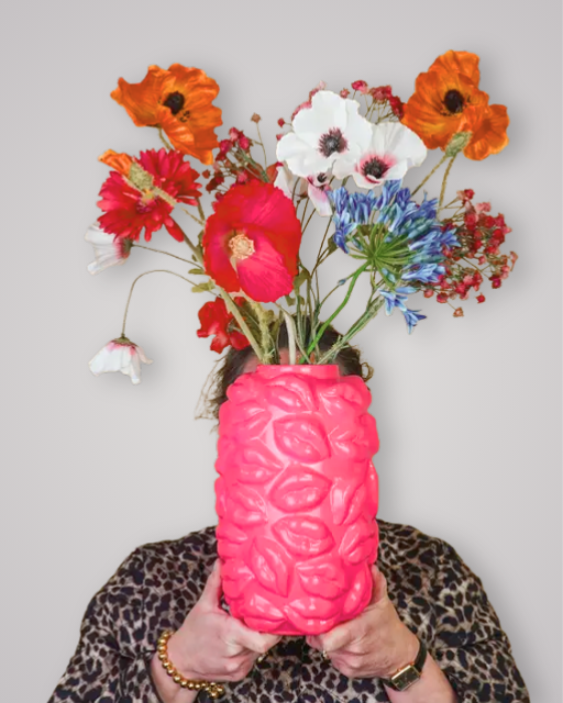 Vase | Kisses | Ceramic | Neon Pink