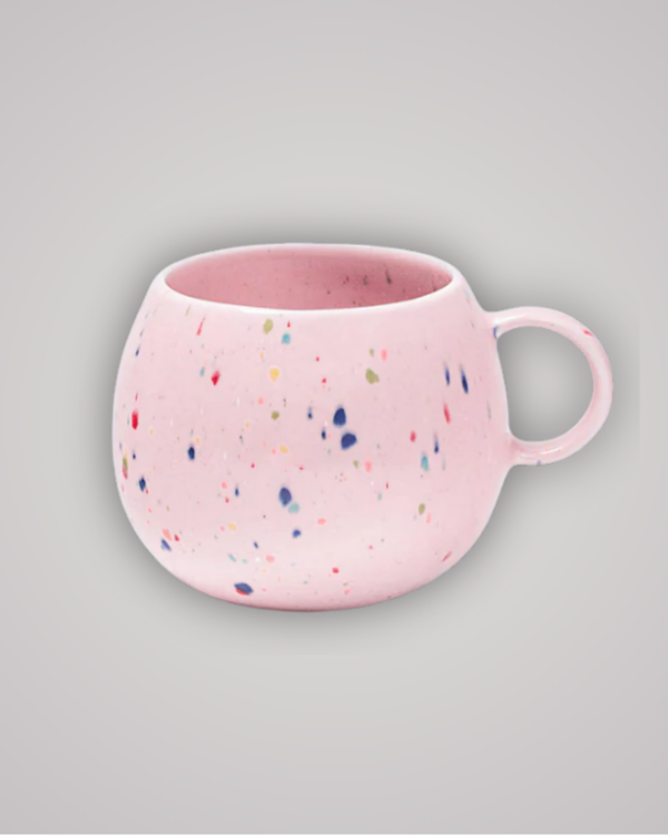 large mug with colourful spots pink