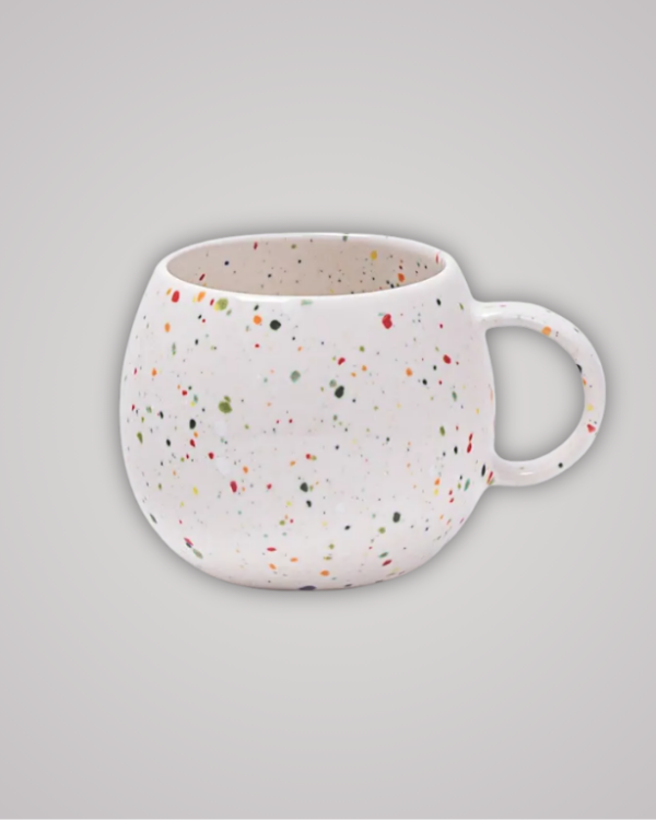 white large mug with colourful spots